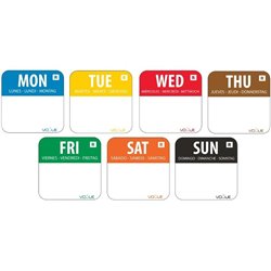 Dispenser voedsel labels “Dag van de week” stickers (7 x 1000 stuk) HACCP